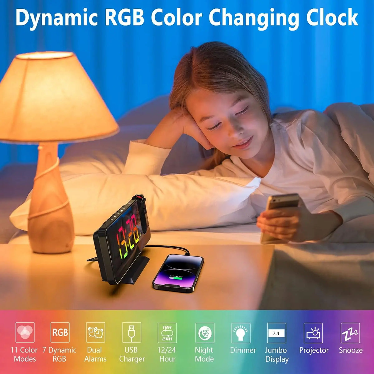 Multifunction LED Mirror Alarm Clock | Wireless Charging Display Clock