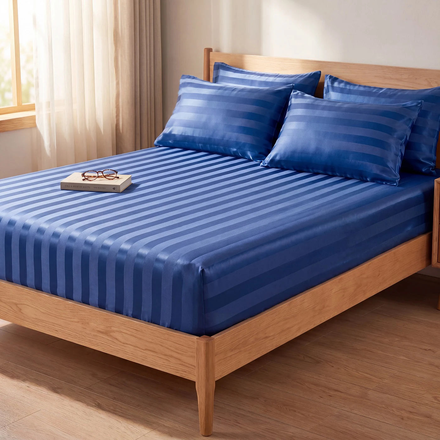 Luxury Satin Jacquard Fitted Sheet & Pillowcase Set