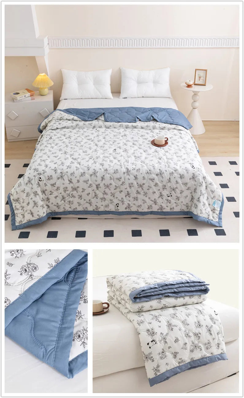 Floral Style Duvet Summer Thin Quilt Skin-friendly Bedspread Air Conditioning Blanket edredones Adults Kids Room Comforter Quilt