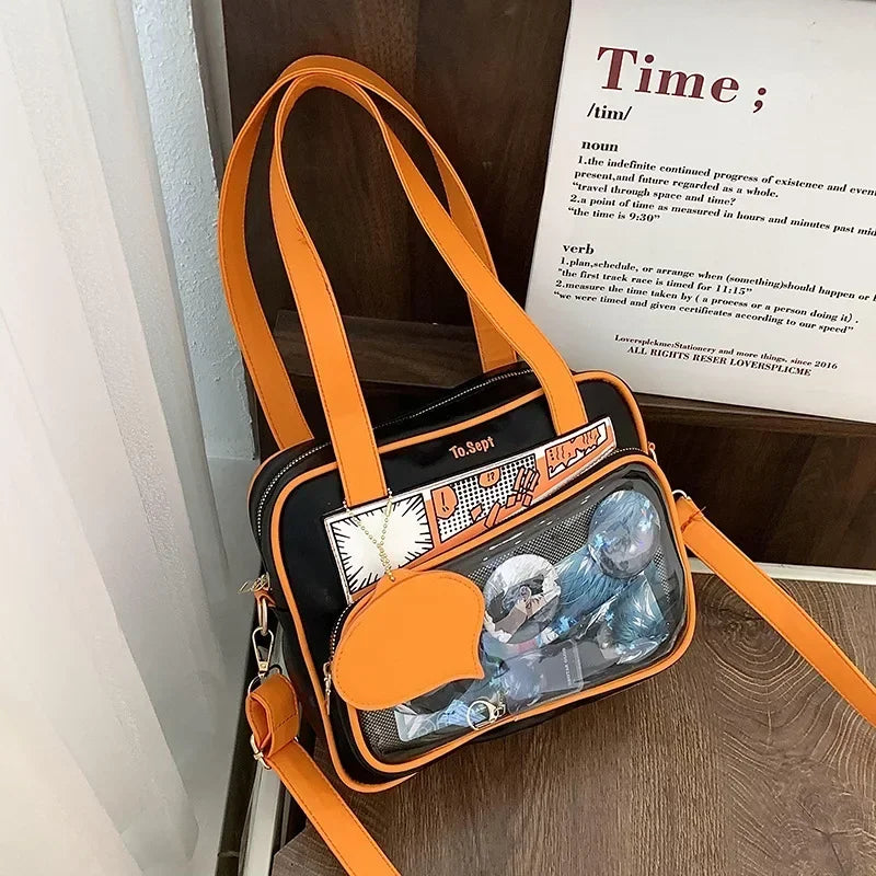 Y2K Japanese Harajuku Ita Bag for Women Cute Shoulder Bag Girls Transparent Itabag Crossbody Bag JK Shoulder Bags Handbags