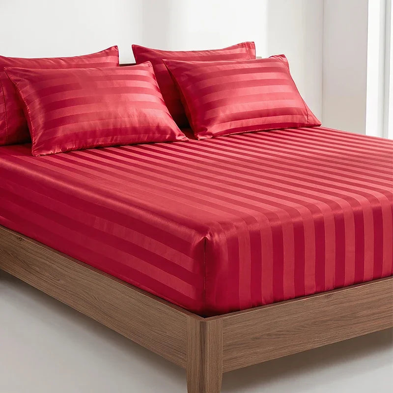 Luxury Satin Jacquard Fitted Sheet & Pillowcase Set