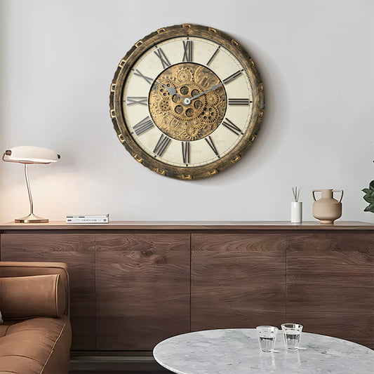 TIMESS Vintage Gear Industrial Wall Clock