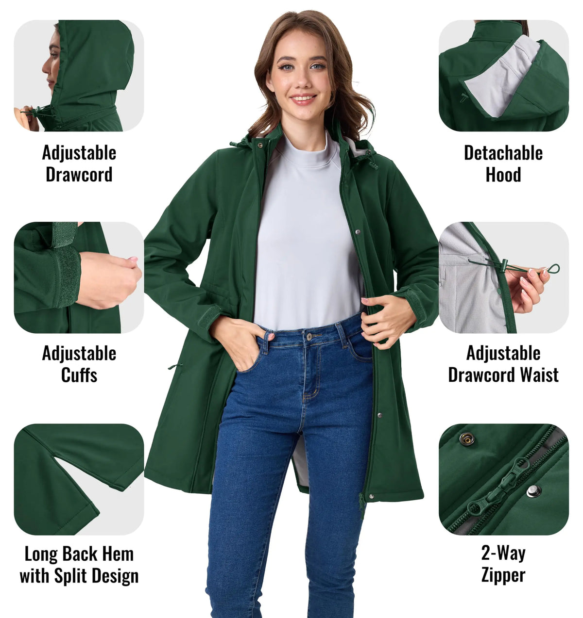 Women's Long Fleece. Lined Hooded Winter Coat – Warm Water-Resistant Jacket
