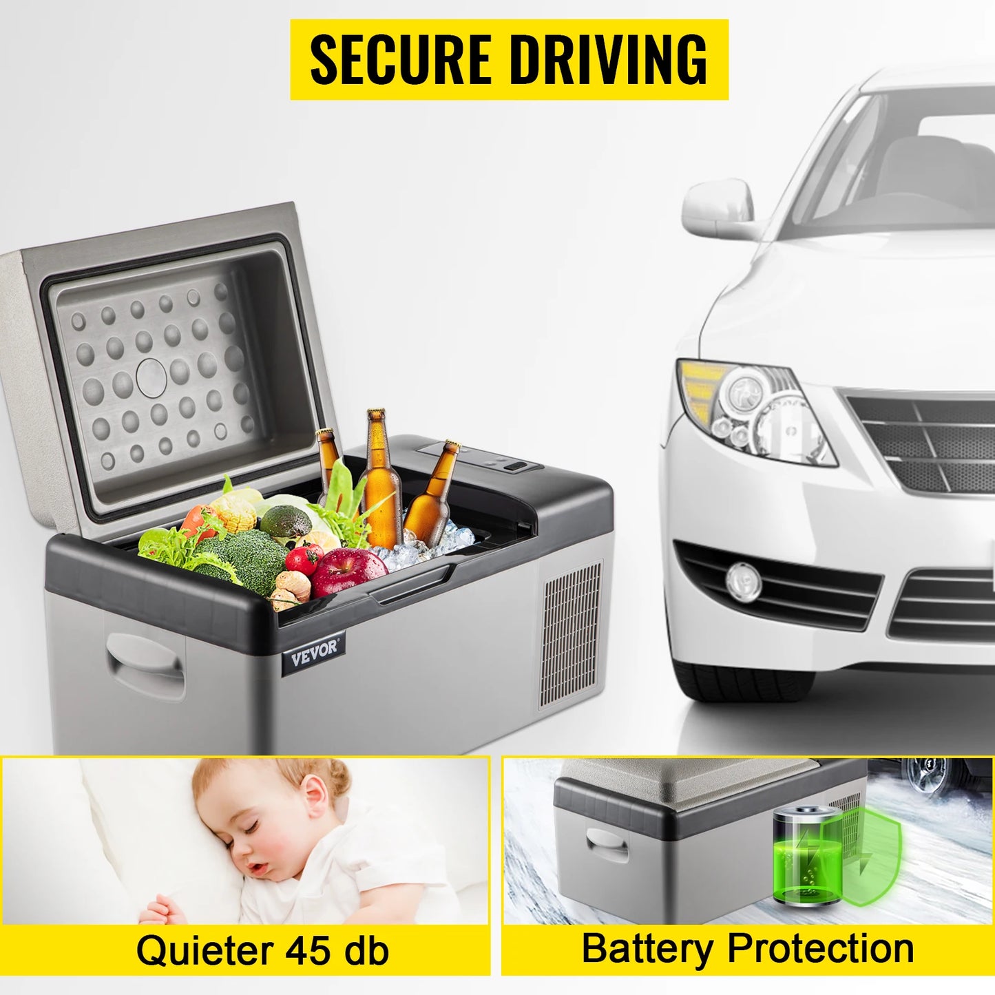 SucceBuy 15L–55L Portable Electric Car Refrigerator. Compressor Cooler & Freezer for Camping, RV, Truck, Boat, Travel & Outdoor Adventures