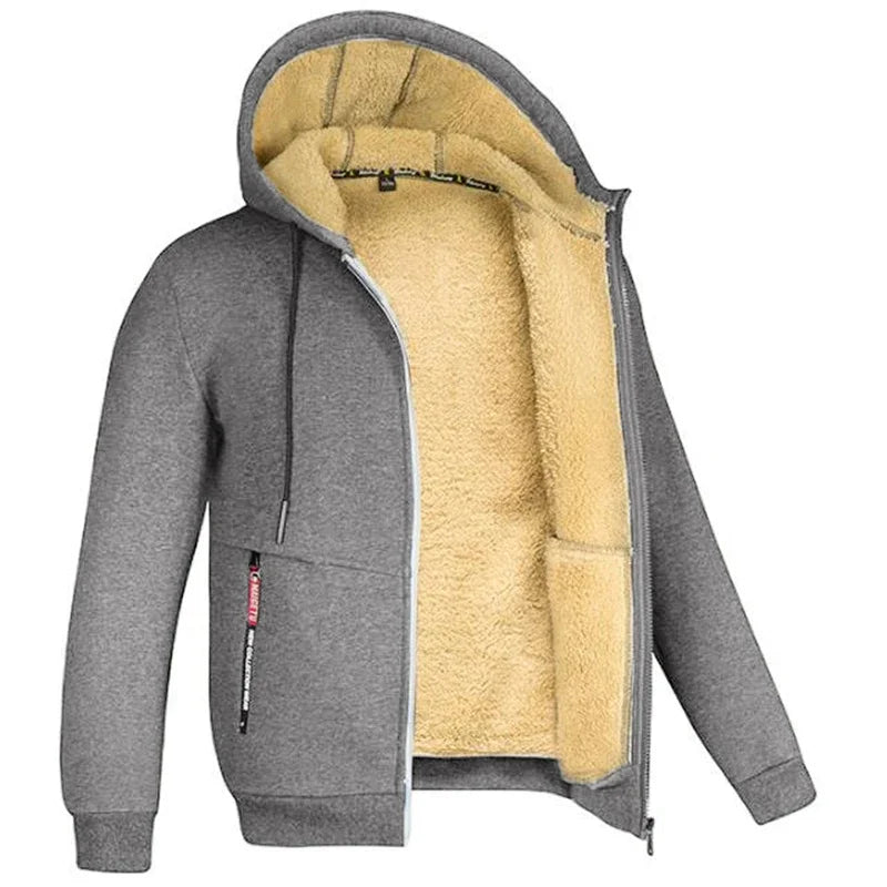 Sherpa Lined Zip Up Hoodie Jacket