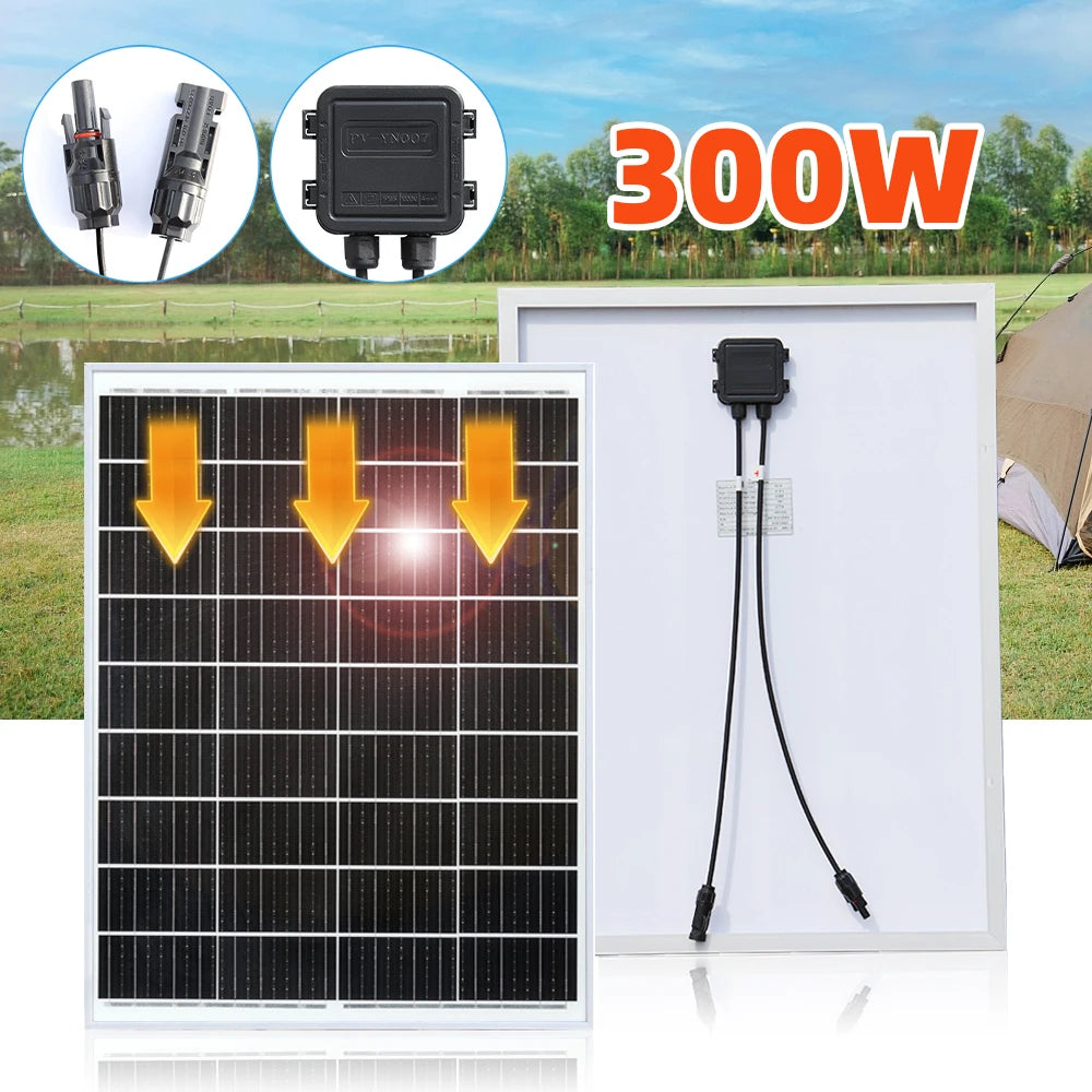 300W Flexible Solar Panel with Durable Aluminum Frame Monocrystalline Silicon Waterproof Solar Panel For Home Farm Boat Camping
