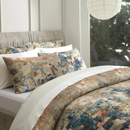 Quilt Bedding Set, Blue Bohemian Country Floral Patchwork Bedspread for All Seasons, Queen Size