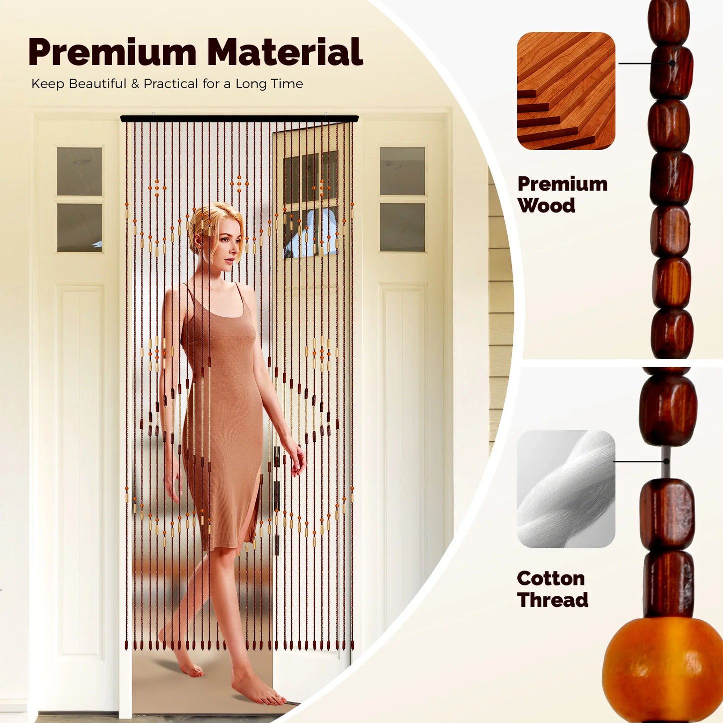 Luxury Retro Wooden Bead Curtain Divider