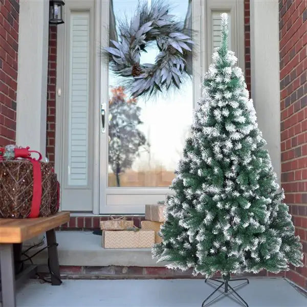 7FT Snow-Flocked Artificial Christmas Tree .870 Branches with Realistic Winter Holiday Design