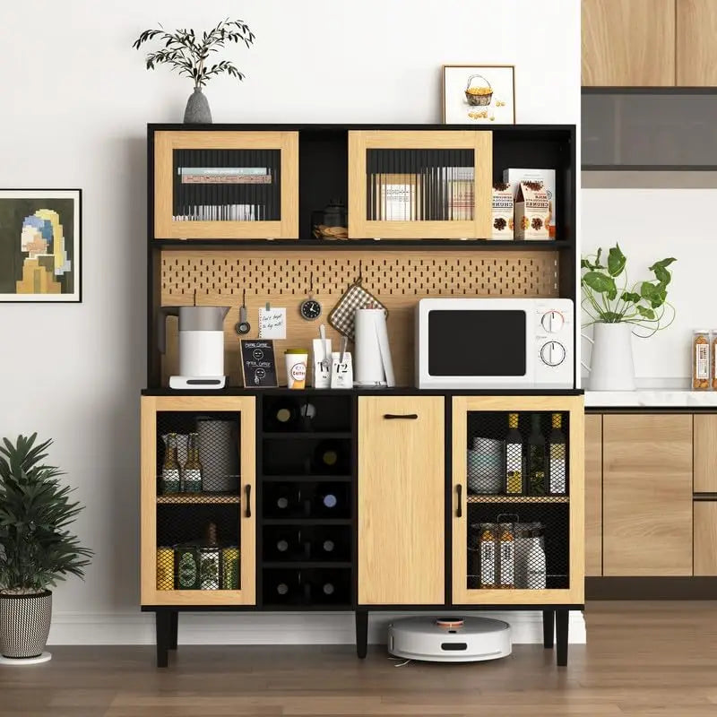 59 Inch H Buffet Sideboard Storage Door And Power Outlet