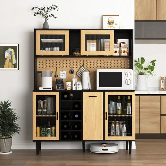 59 Inch H Buffet Sideboard Storage Door And Power Outlet