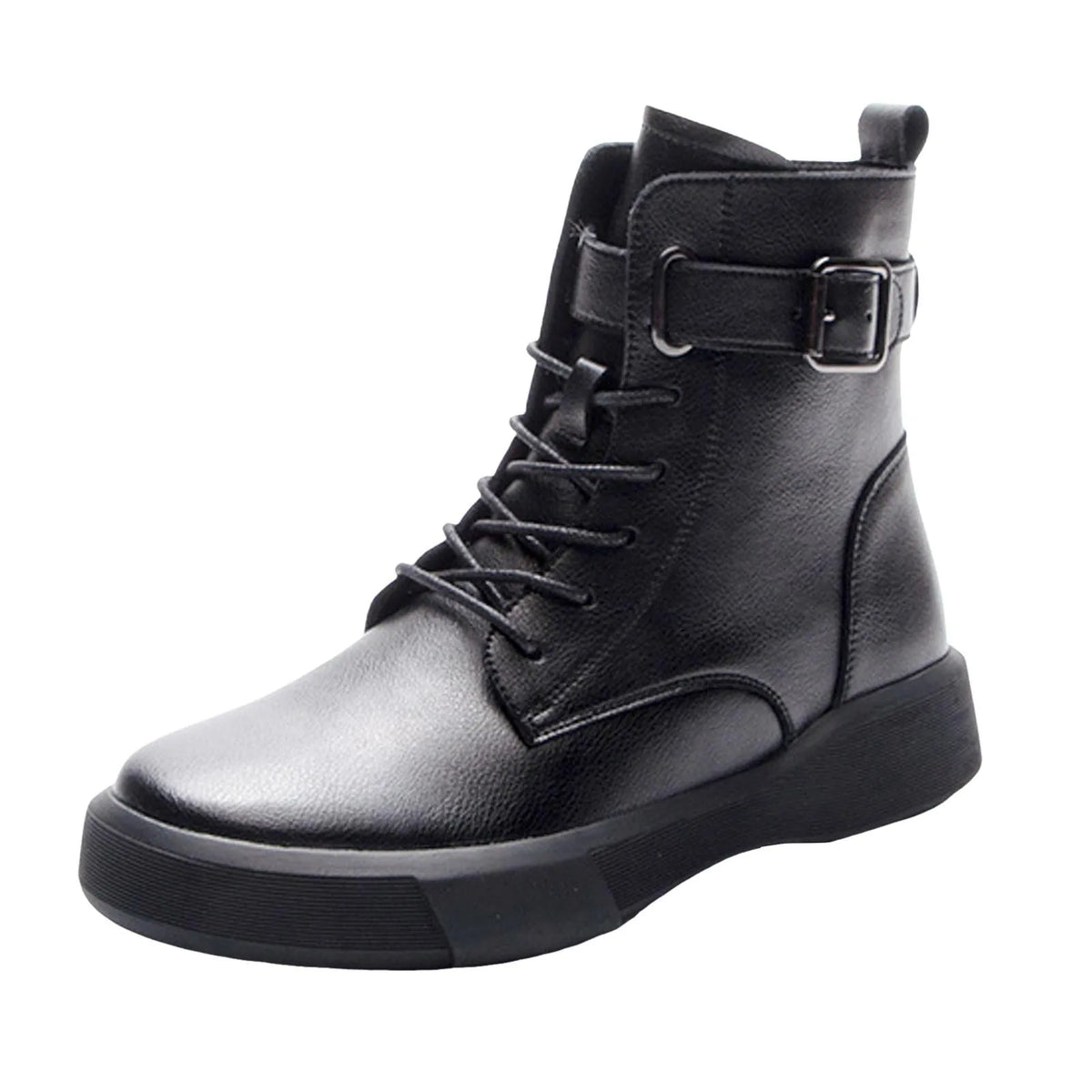Women’s Lace-Up Ankle Boots | Buckle Detail Casual Boots
