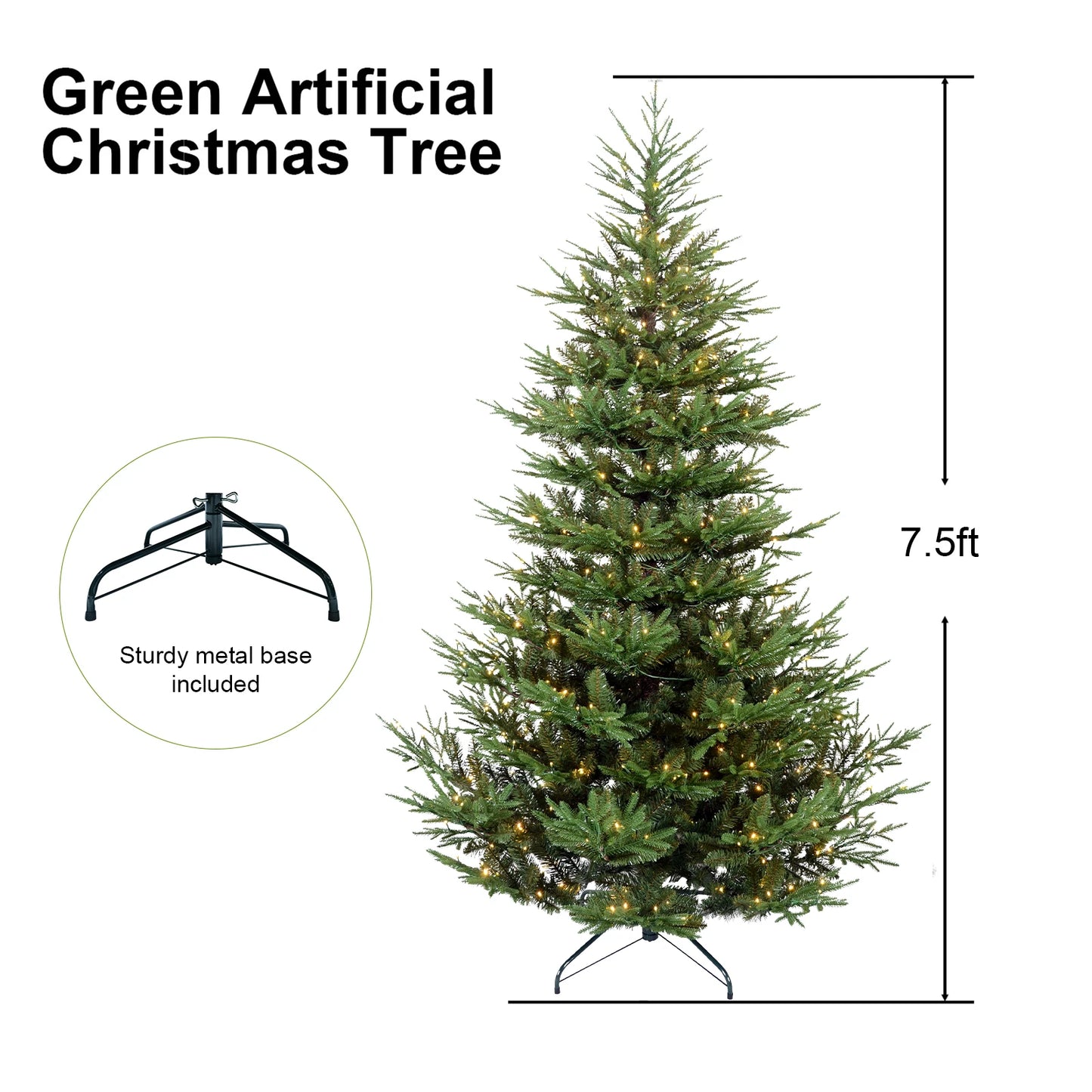 7ft Premium Pre-Lit Christmas Tree with 450 LED Lights . Realistic Full Pine Design for Home & Holiday Décor