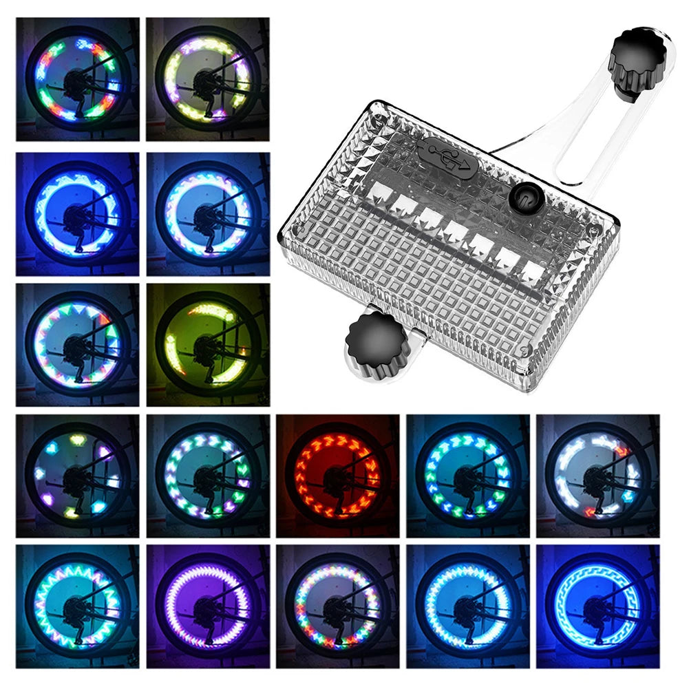Solar LED Bicycle Spoke Light USB Rechargeable Bike Tire Safety Light Smart Sensing Cycling Tire Lights for Cycling Decoration