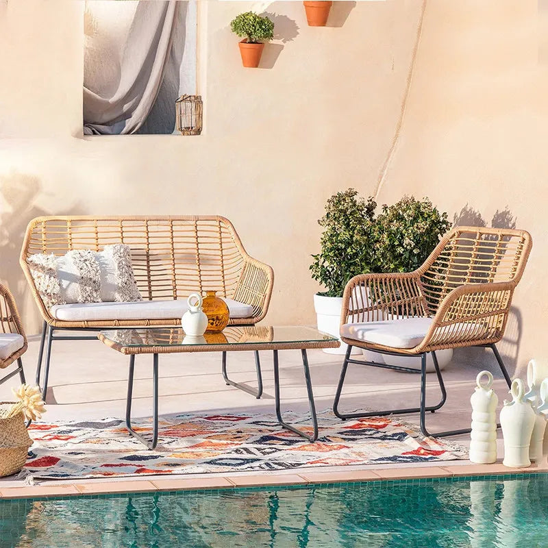 Modern Outdoor Patio Conversation Set.  Waterproof Balcony & Courtyard Lounge Furniture