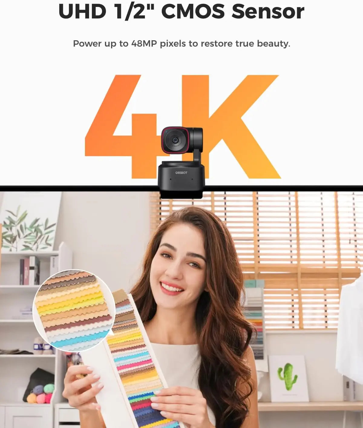 K AI Tracking PTZ Webcam with Gesture Control, 60FPS HDR Video & Auto-Follow Technology for Streaming, Video Conferencing & Content Creation