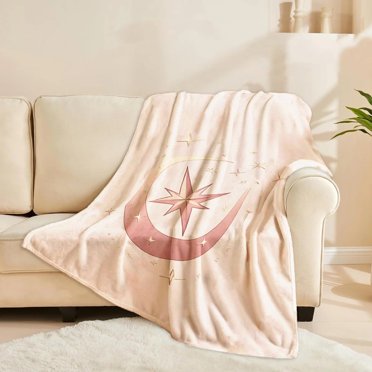 Ramadan Moon & Star Cozy Flannel Throw Blanket