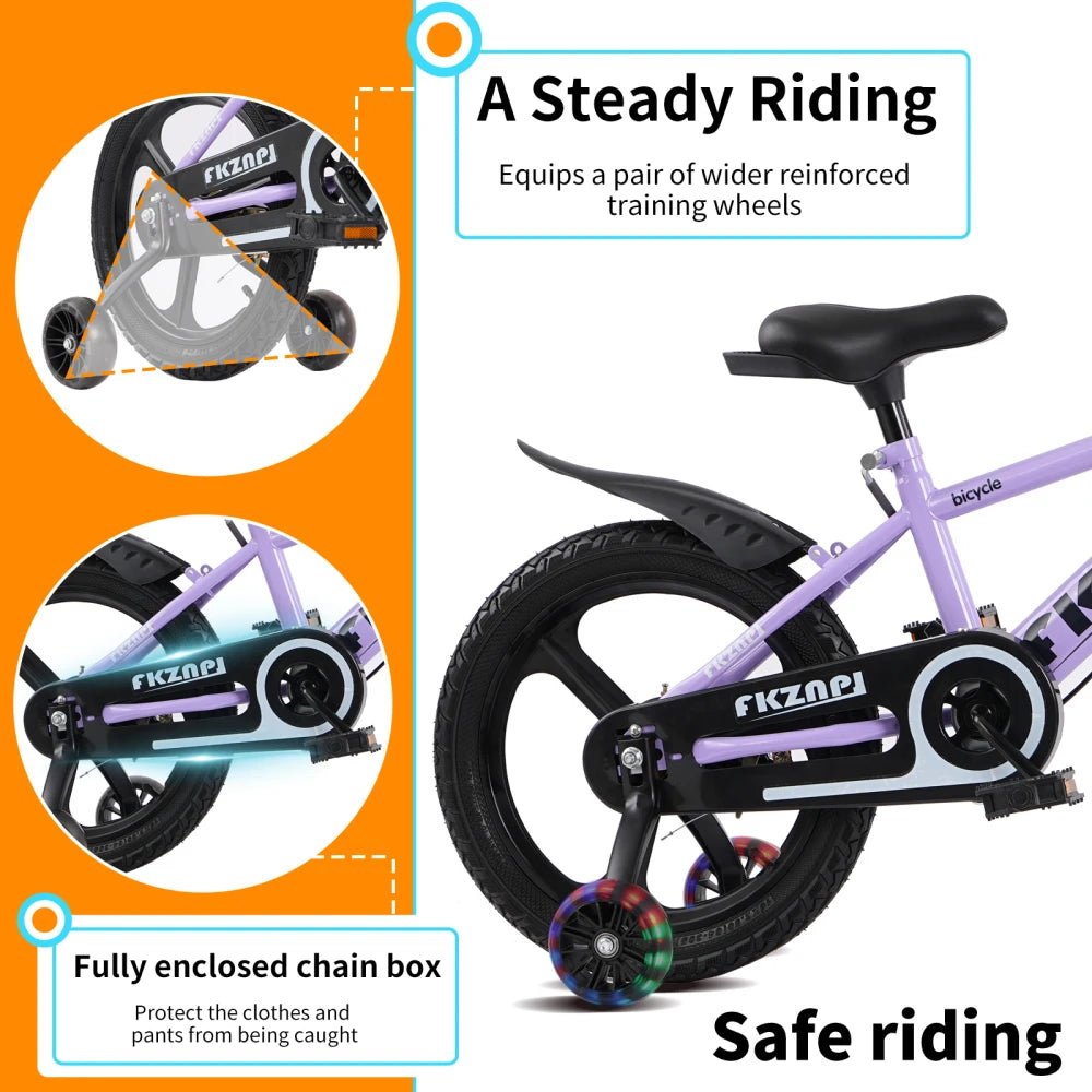 FKZNPJ 18-Inch Kids Mountain Bike .High Carbon Steel Frame, Magnesium Wheels, Adjustable Seat, Boys & Girls Bicycle