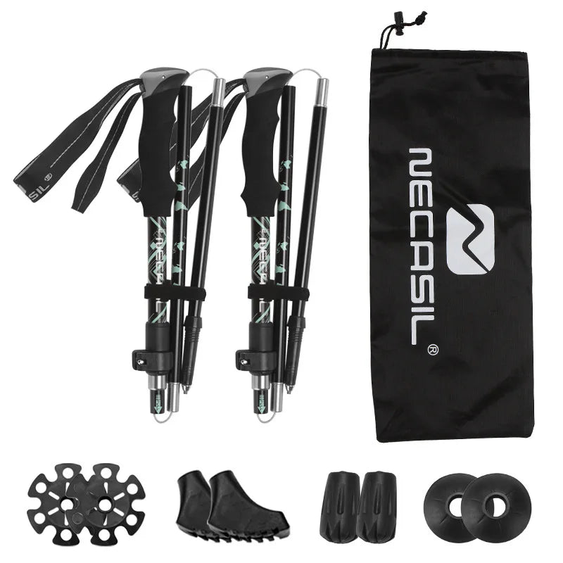 2PCS Ultralight Trekking Poles Set – Foldable Telescopic Nordic Walking Sticks for Hiking, Backpacking & Outdoor Adventures