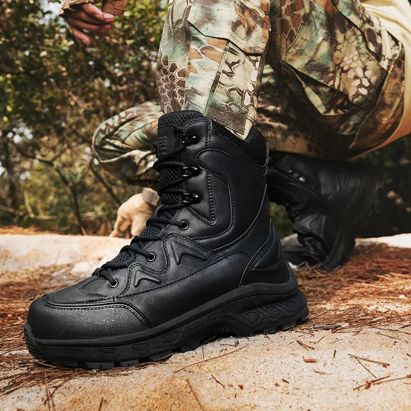 Mens Hiking Boots Outdoor Tactical Combat Mid Calf