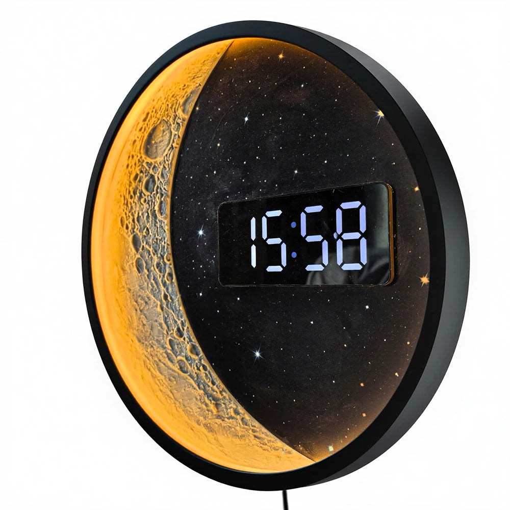 Luna Glow Moon Phase LED Digital Wall Clock