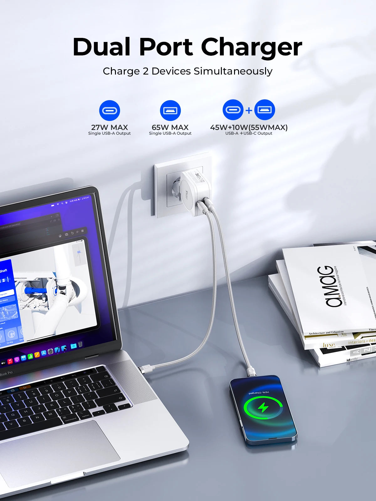 ORICO 65W GaN Charger Fast Charging USB PD Charger Cell Phone Charger Fast Charging Charger Type C for iphone 15/14