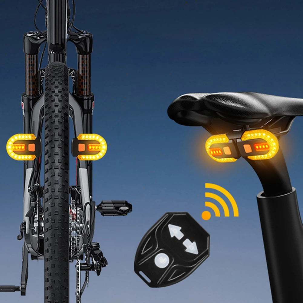 Bicycle Turn Signal Light With Remote USB Rechargeable Lamp