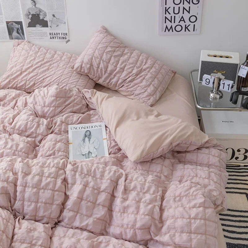 Romantic Ruffled Solid Color Bedding Set