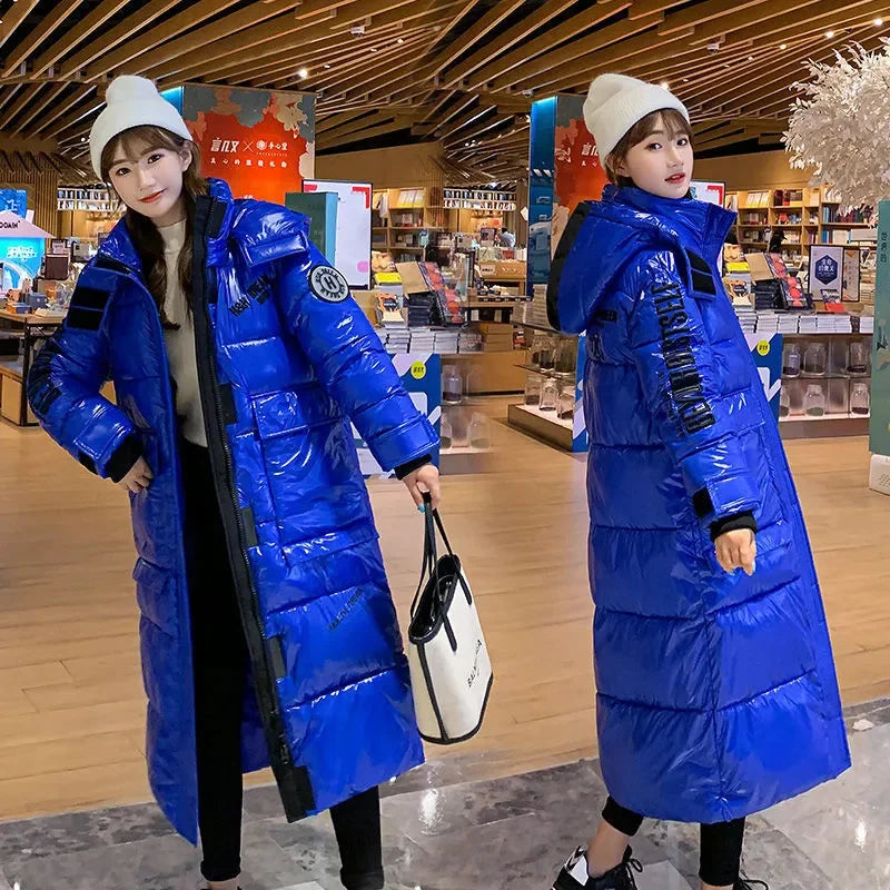 Women's Long Hooded Winter Puffer Coat . Thick Quilted Parka Jacket
