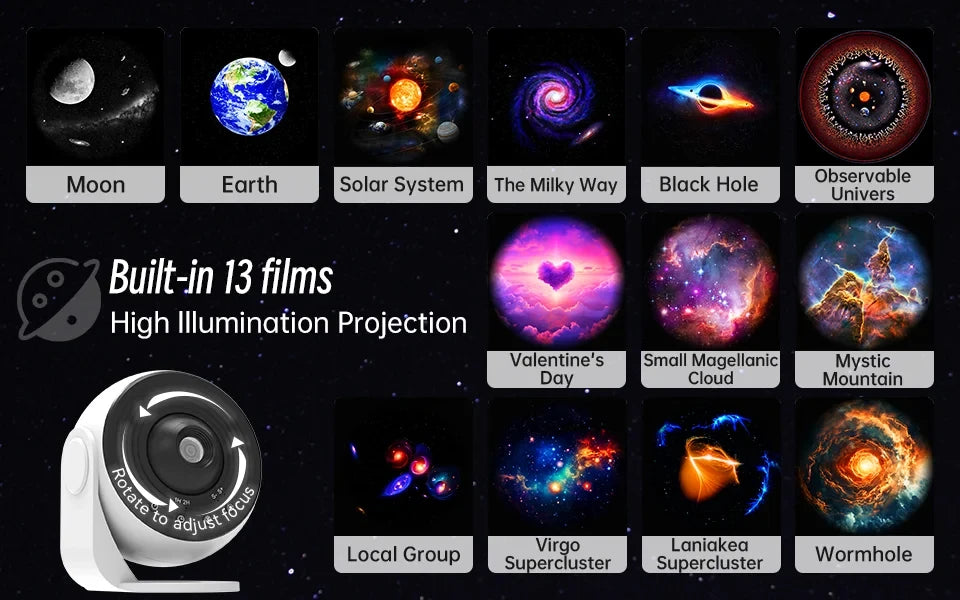 Galaxy Planetarium Star Projector – Starry Sky Night Light with Bluetooth Speaker, Remote Control & Aurora Galaxy Effects