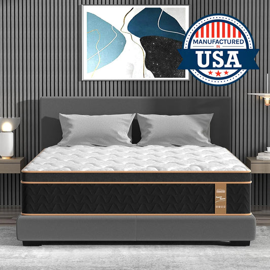 BedStory 10-14'' Hybrid Mattress, Gel Memory Foam & Pocket Springs for Pressure Relief, Twin/Full/King/Queen Size Mattress