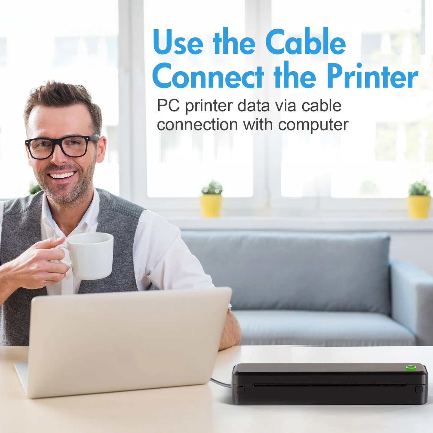Portable Wireless Thermal Printer for A4, Letter, A5 & B5 Documents, Bluetooth Inkless Mobile Printer for Home, Office & Travel