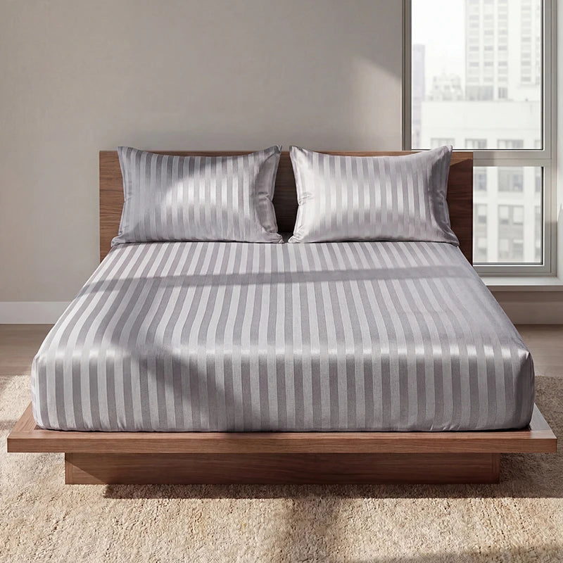 Luxury Satin Jacquard Fitted Sheet & Pillowcase Set
