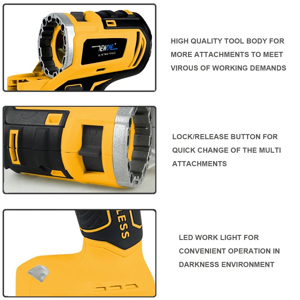 18V Brushless Multifunction Tool Combo Kit 12 in 1, Include 12 Attachment: Drill, Impatct Drill, Chainsaw