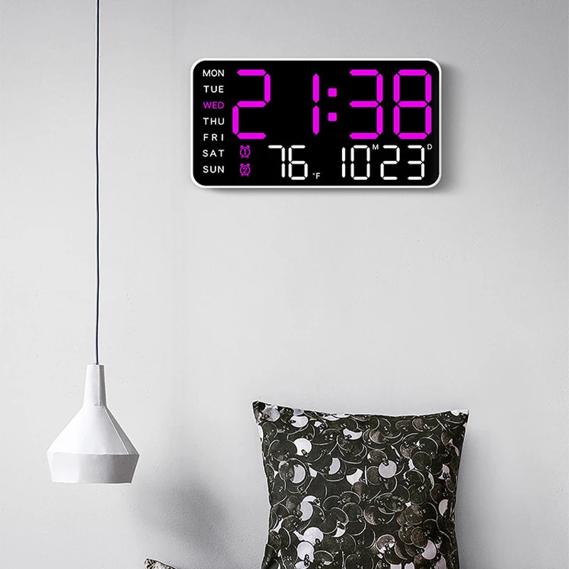 Smart Voice. Control LED Digital Wall Clock with Date & Temperature Display