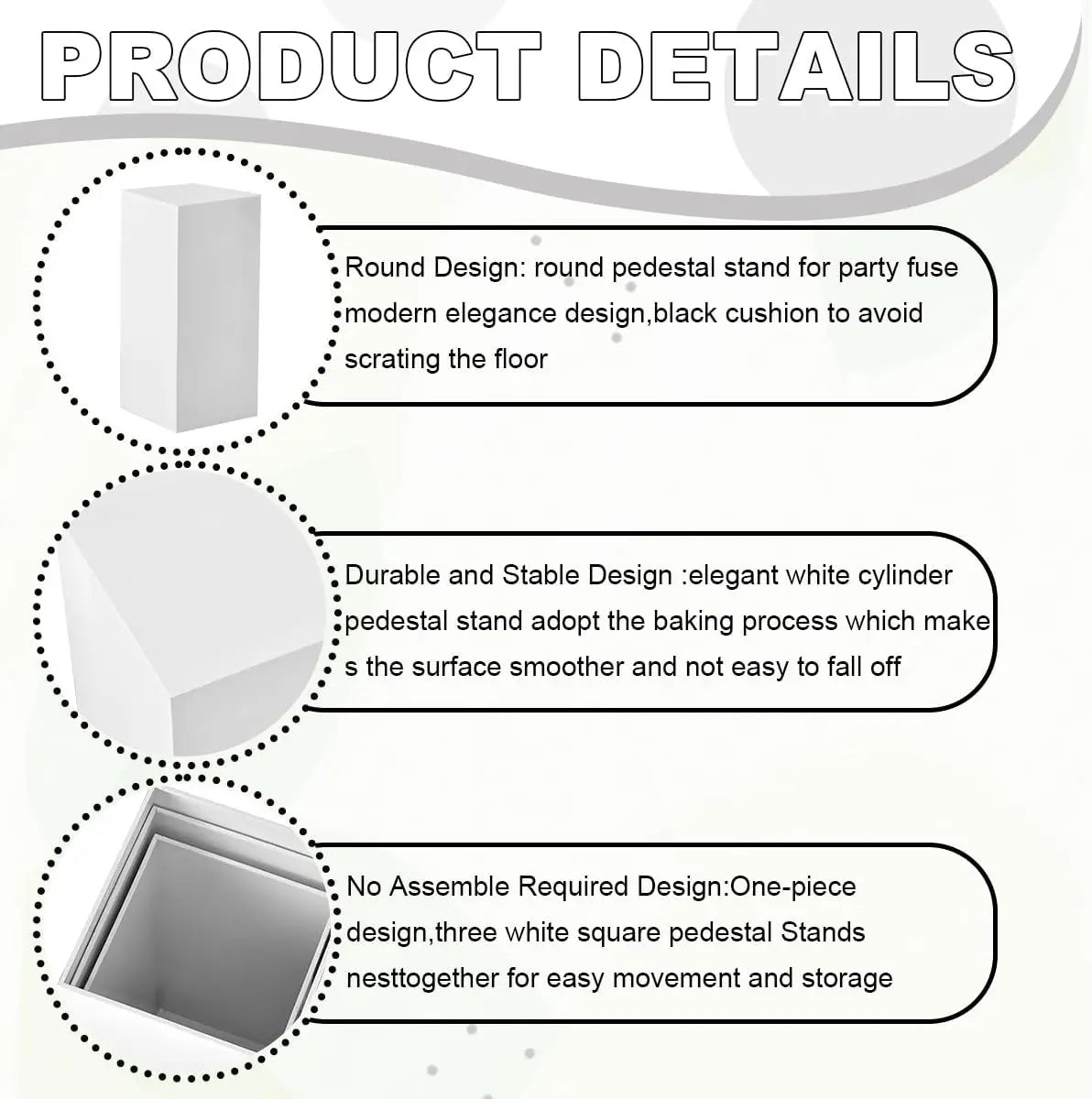 3-Piece White Square Metal Pedestal Stand Set  Elegant Cake, Dessert & Party Display Stands for Weddings, Birthdays & Events