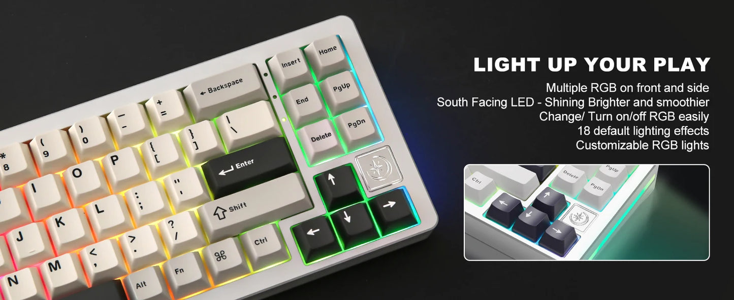 YUNZII AL71 Aluminum Mechanical Gaming Keyboard, Hot Swappable Gasket Custom RGB Wireless Keyboard, 71 Key Full CNC Study Keeb