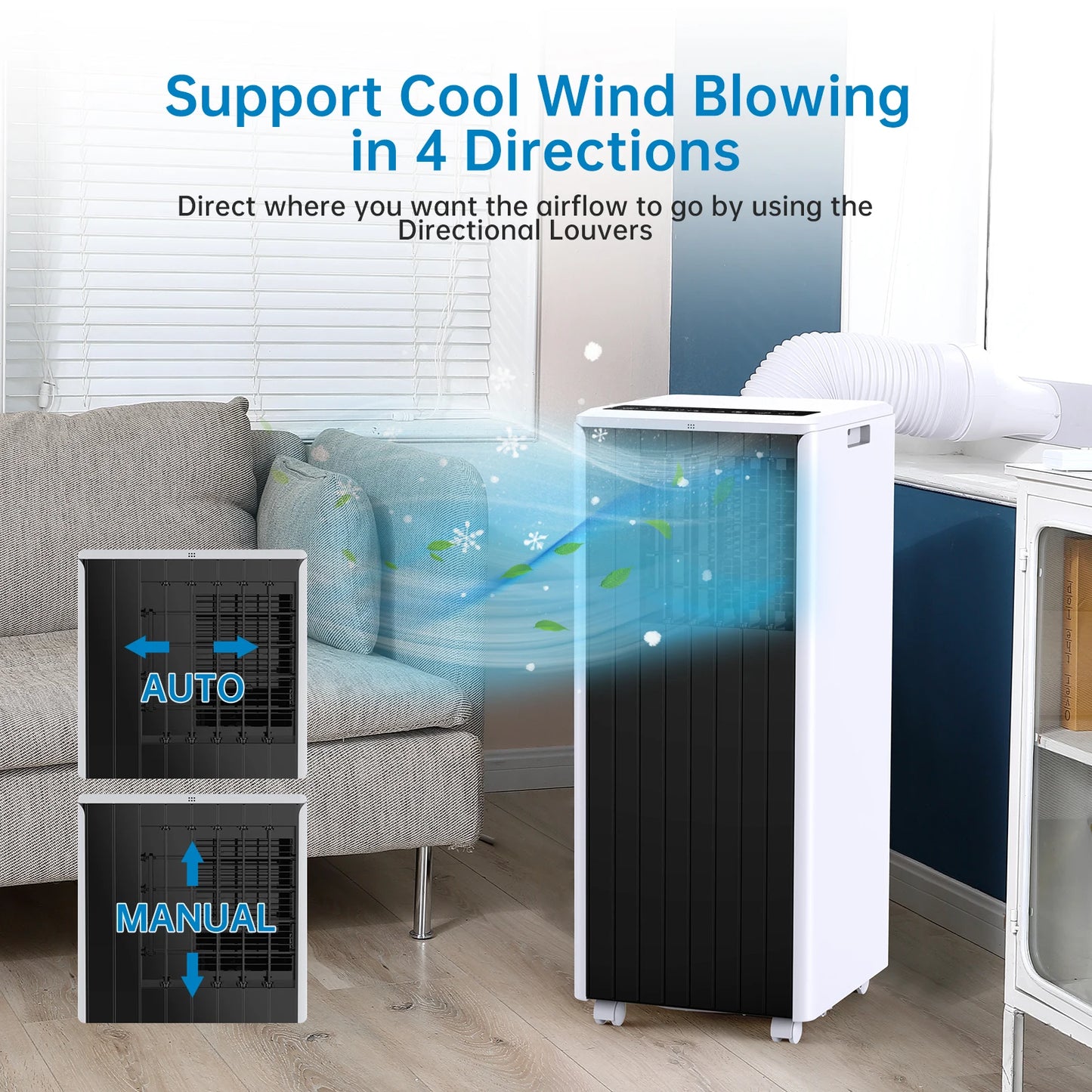 8000 BTU Portable Air Conditioner. 3-In-1 Cooling Unit with Timer & Remote Control
