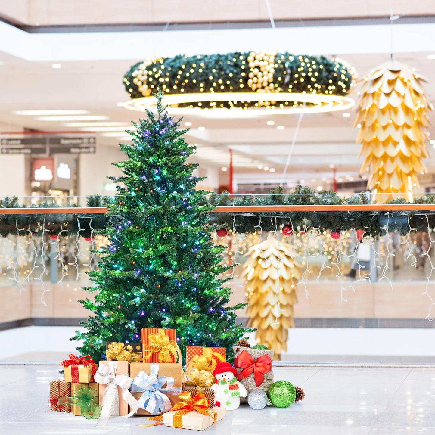 6FT–8FT Smart Pre-Lit Artificial Christmas Tree with App-Controlled LED Lights