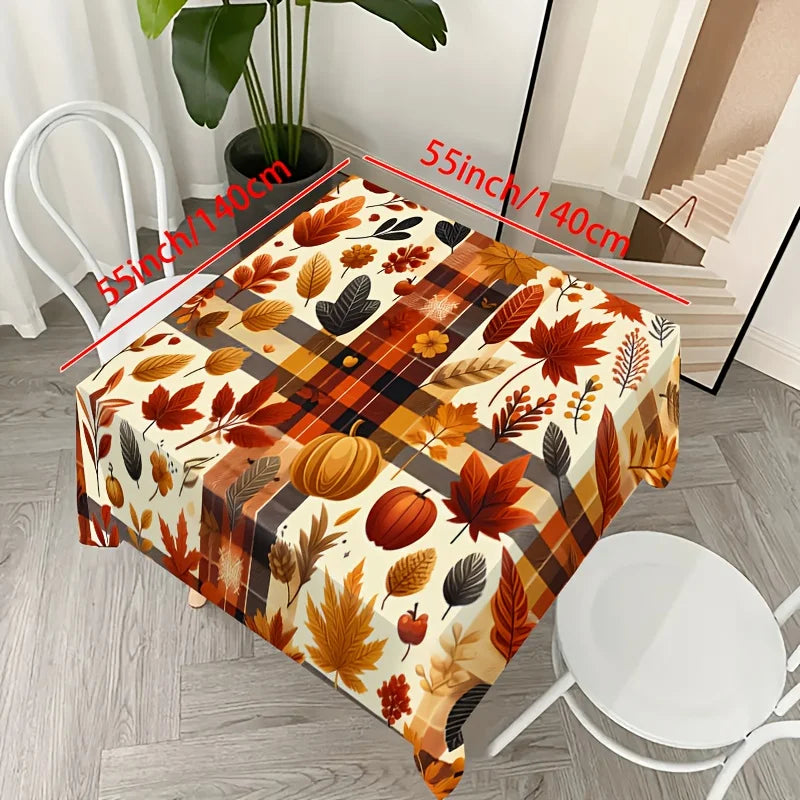 Tablecloth Fall Harvest Pumpkin Maple Leaf Tablecloth Rectangular Polyester Modern Design for Home Decor Festive Arrangements Indoor Outdoor Use Durable Easy Clean Reusable Table Cover Dining Table Kitchen Seasonal Decoration