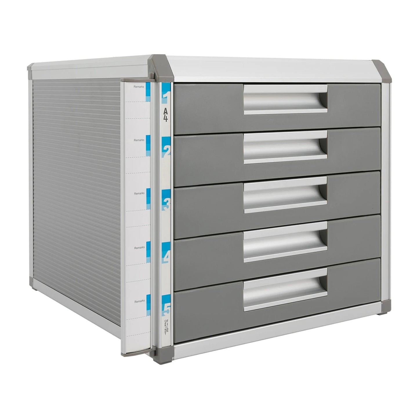 5-Drawer Locking File Organizer Cabinet with Key Lock, Aluminum Desktop Document Storage Box for Letter & A4 Files, Home Office Organizer