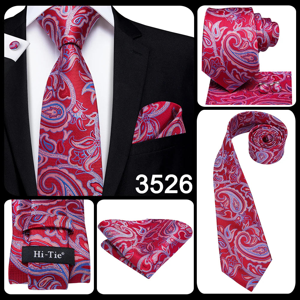 Luxury Paisley Silk Men’s Necktie .Formal Business Wedding Tie Set