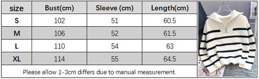 Autumn Winter Women Knit Sweater Striped Slim Fit Pullover