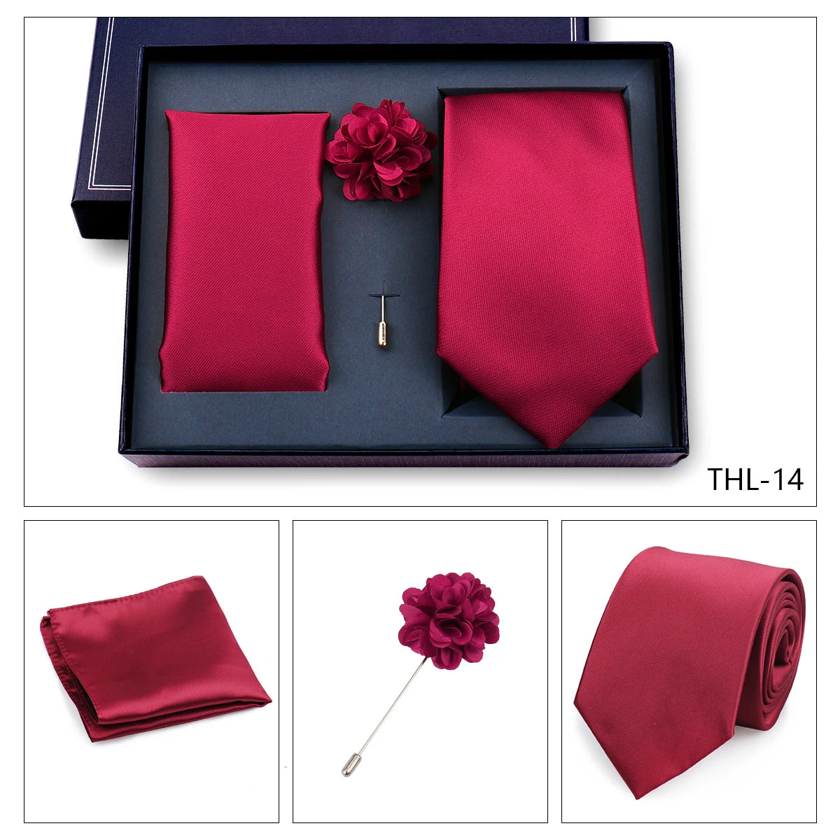 Luxury Men’s Paisley Necktie Gift Set. Silk Tie, Pocket Square, Cufflinks & Gift Box for Weddings & Business