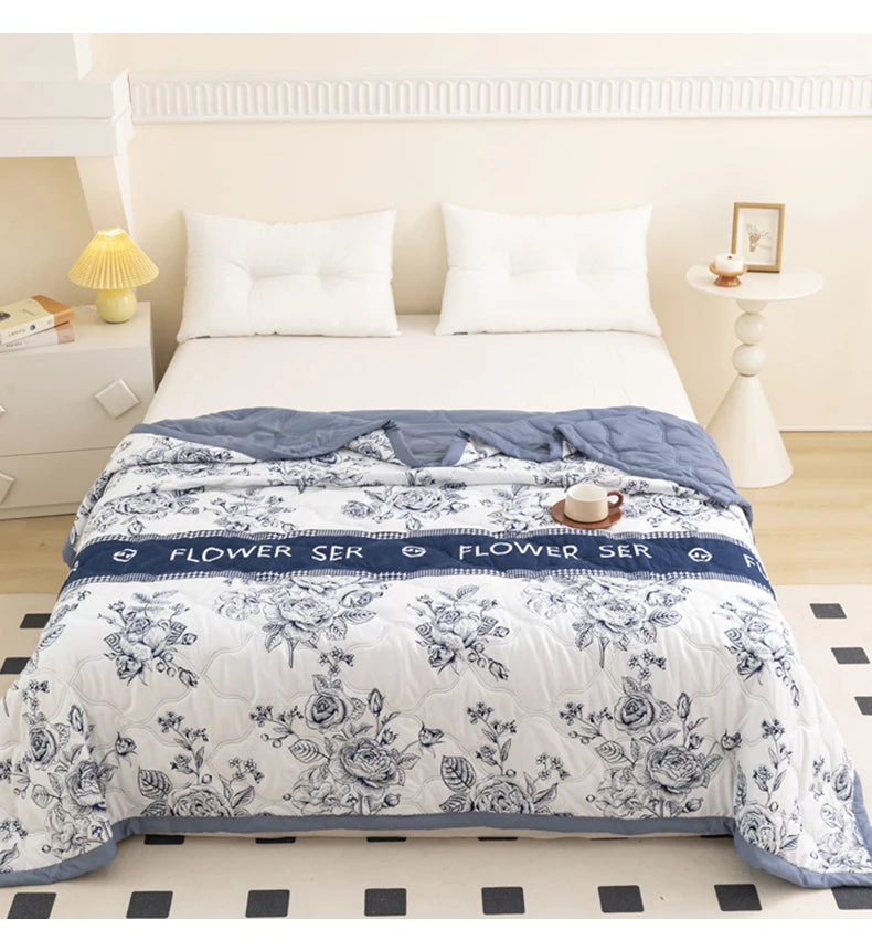 Floral Style Duvet Summer Thin Quilt Skin-friendly Bedspread Air Conditioning Blanket edredones Adults Kids Room Comforter Quilt