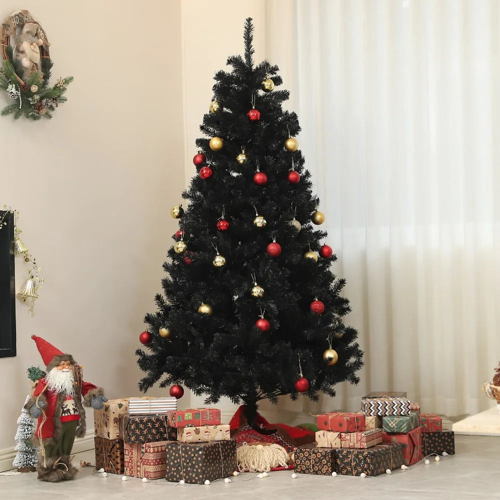 6ft Black Artificial Christmas Tree With Steel Base
