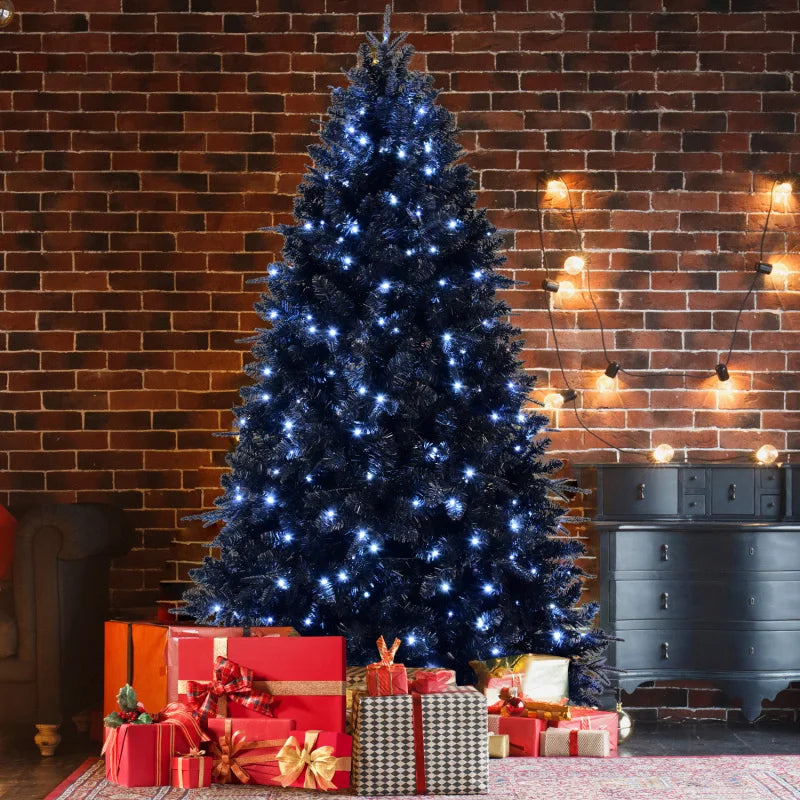 7FT Pre-Lit Black Artificial Christmas Tree with 450 White LED Lights . Premium Holiday Décor