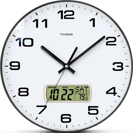 Modern Digital Calendar Wall Clock with Temperature Display