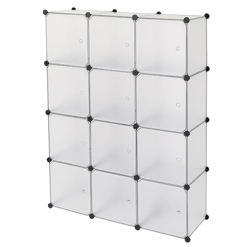 12-Cube Storage Shelf Cube Shelving Bookcase Bookshelf Organizing Closet Toy Organizer Cabinet White Color