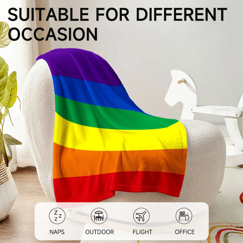 Rainbow Pride Flannel Blanket .Soft Cozy Throw for Bed, Sofa & Home Décor